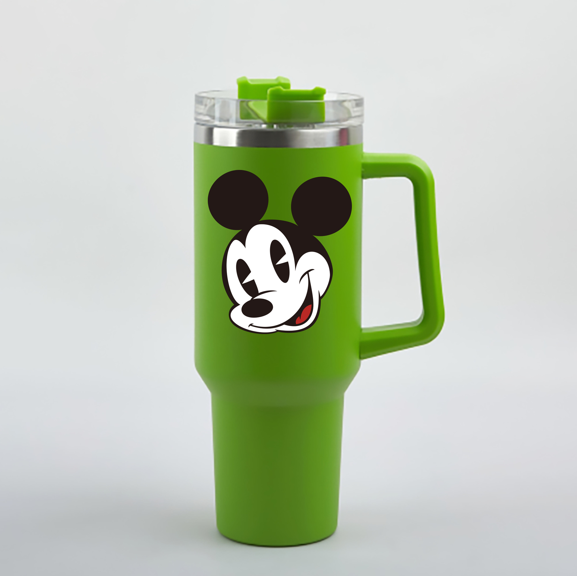 （画像用） ミッキーマウス Mickey Mouse 1200mL車用タンブラー - クリスタルステッカー（プラスチックストロー付き）